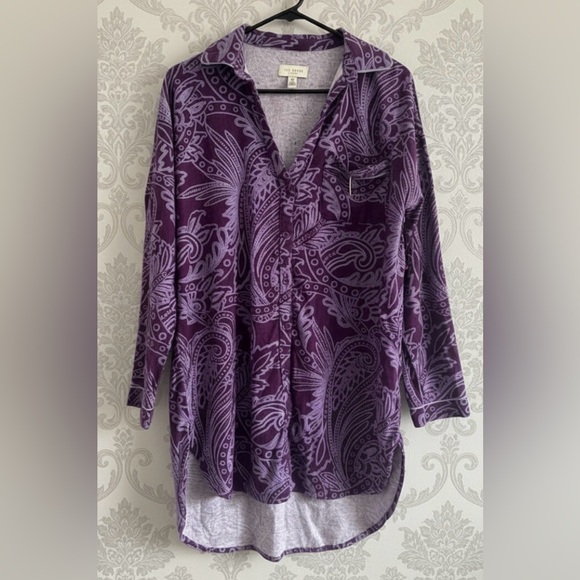 Ted Baker Other - Ted Baker Purple Paisley Long Sleeve Button Pajama Top Shirt Dress Size Medium